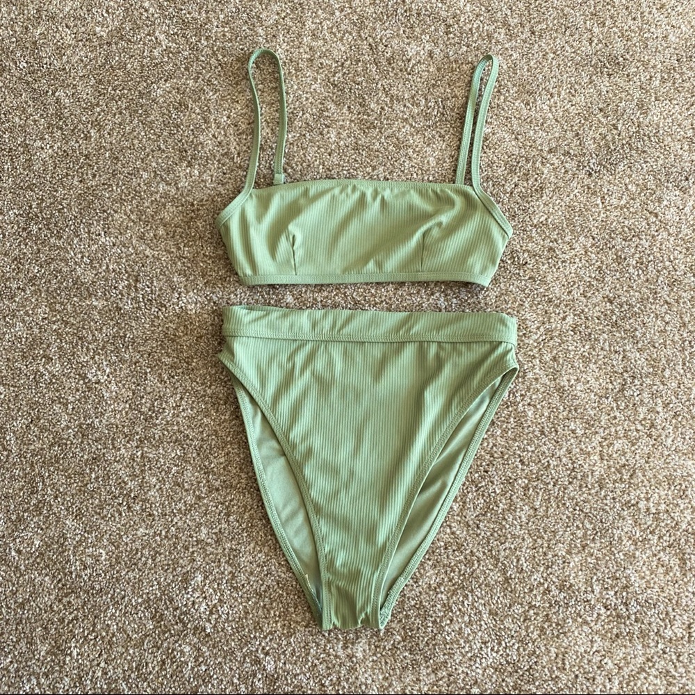 Sage green high waisted ASOS bikini